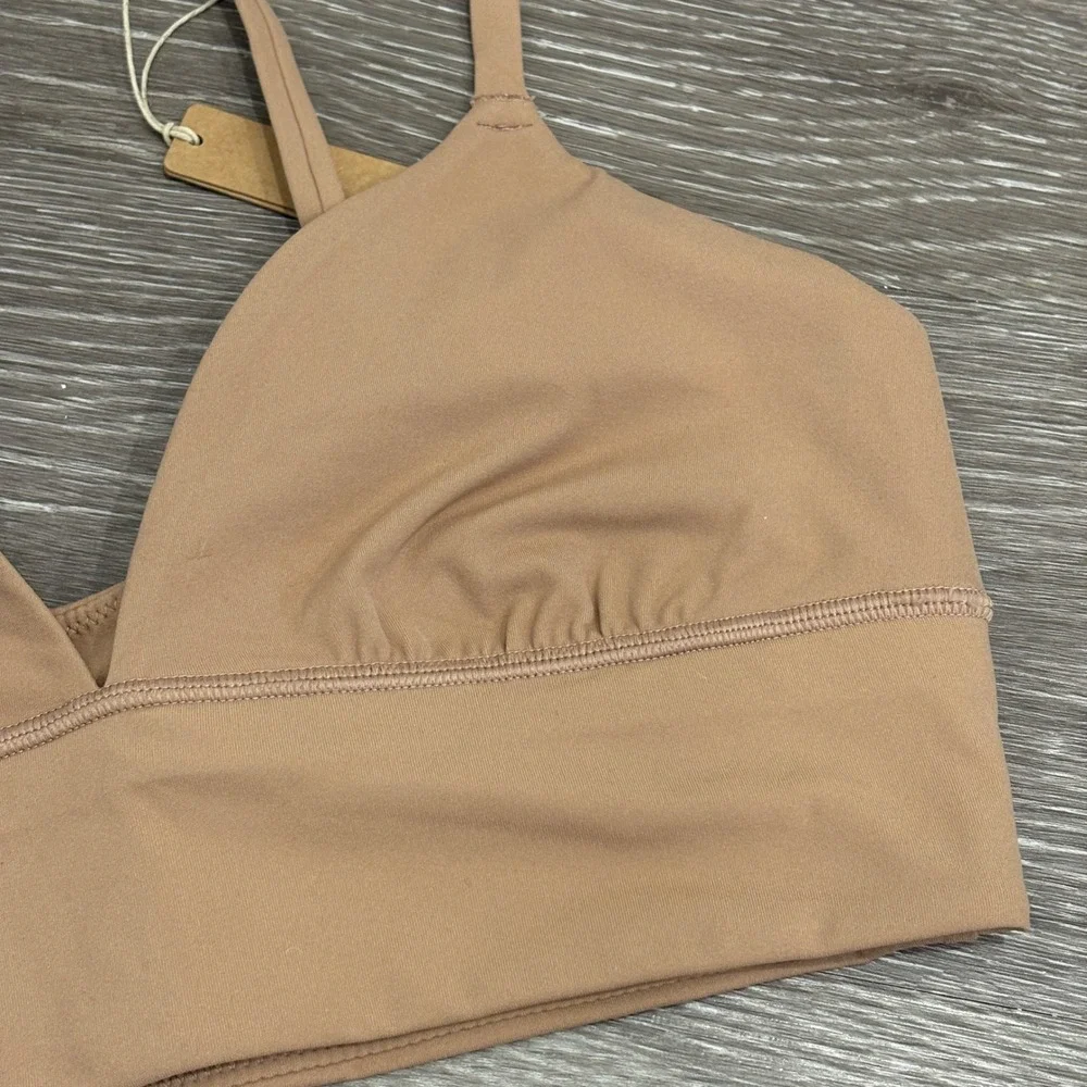 SKIMS Fits Everybody Triangle Longline Bralette Sienna Tan Medium Loungewear New - Picture 6 of 11